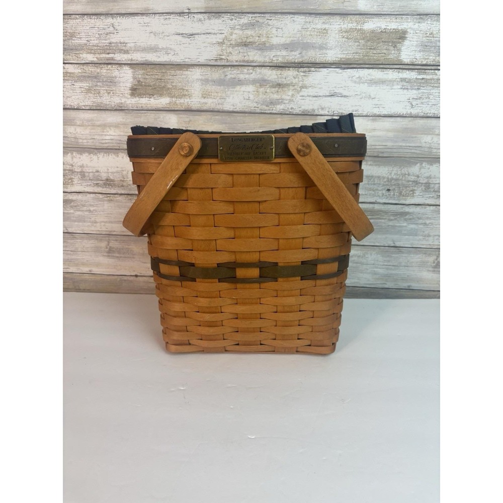 Longaberger 1996 Collectors Club MEMBERS ONLY Charter Medium Basket Navy & Green